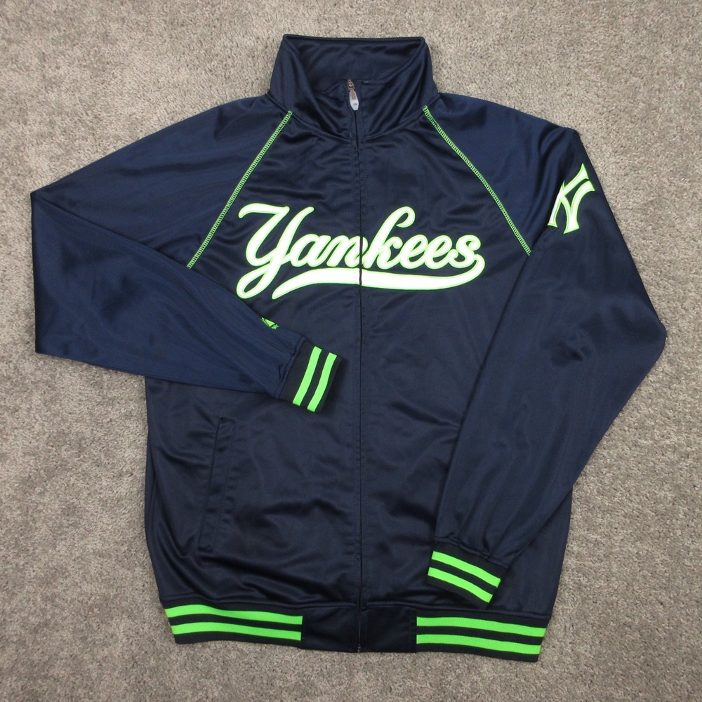 New York Yankees Track Jacket Mens Large Tall Blue Green Majestic MLB Baseball